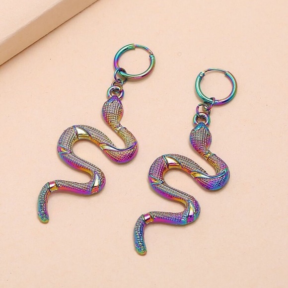2/$20! Rainbow Serpent Huggie Hoop Earrings - Picture 4 of 9